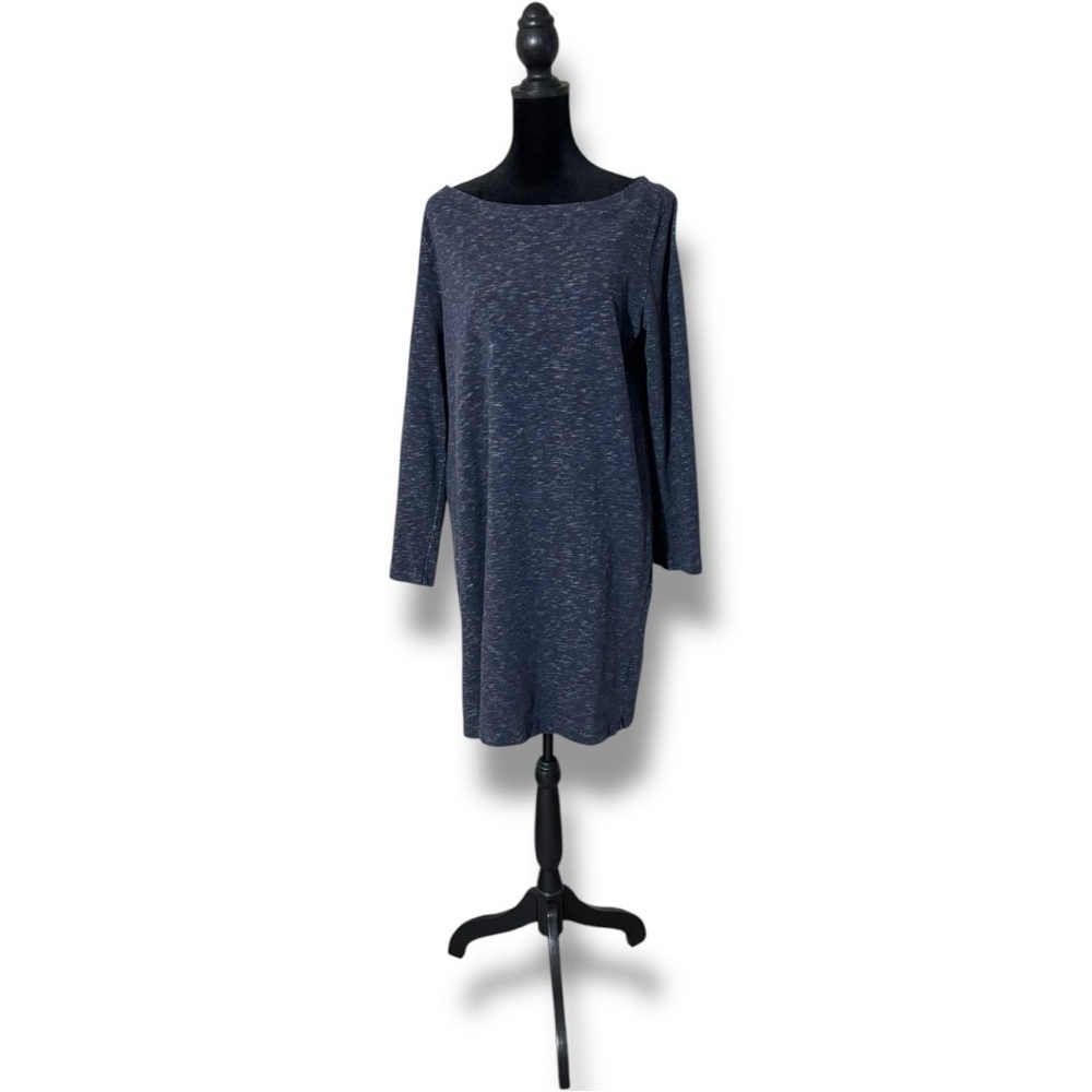 GAP Blue-Gray Sheath Knit Casual Mini Dress Straight Boat Neckline 3/4 Sleeves - Picture 2 of 15